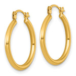 14k 2.00 x 20.00mm Polished Round Tube Hoop Earrings