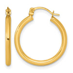 14k 2.00 x 20.00mm Polished Round Tube Hoop Earrings