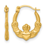 Gold Claddagh Hoop Earrings - 14k Yellow Gold / 2.25 mm / 13.5 x 16.5 mm