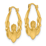 Gold Claddagh Hoop Earrings - 14k Yellow Gold / 3 mm / 19 x 21.5 mm