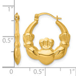 Gold Claddagh Hoop Earrings - 14k Yellow Gold / 3 mm / 19 x 21.5 mm