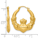 Gold Claddagh Hoop Earrings - 14k Yellow Gold / 4 mm / 23 x 26.5 mm
