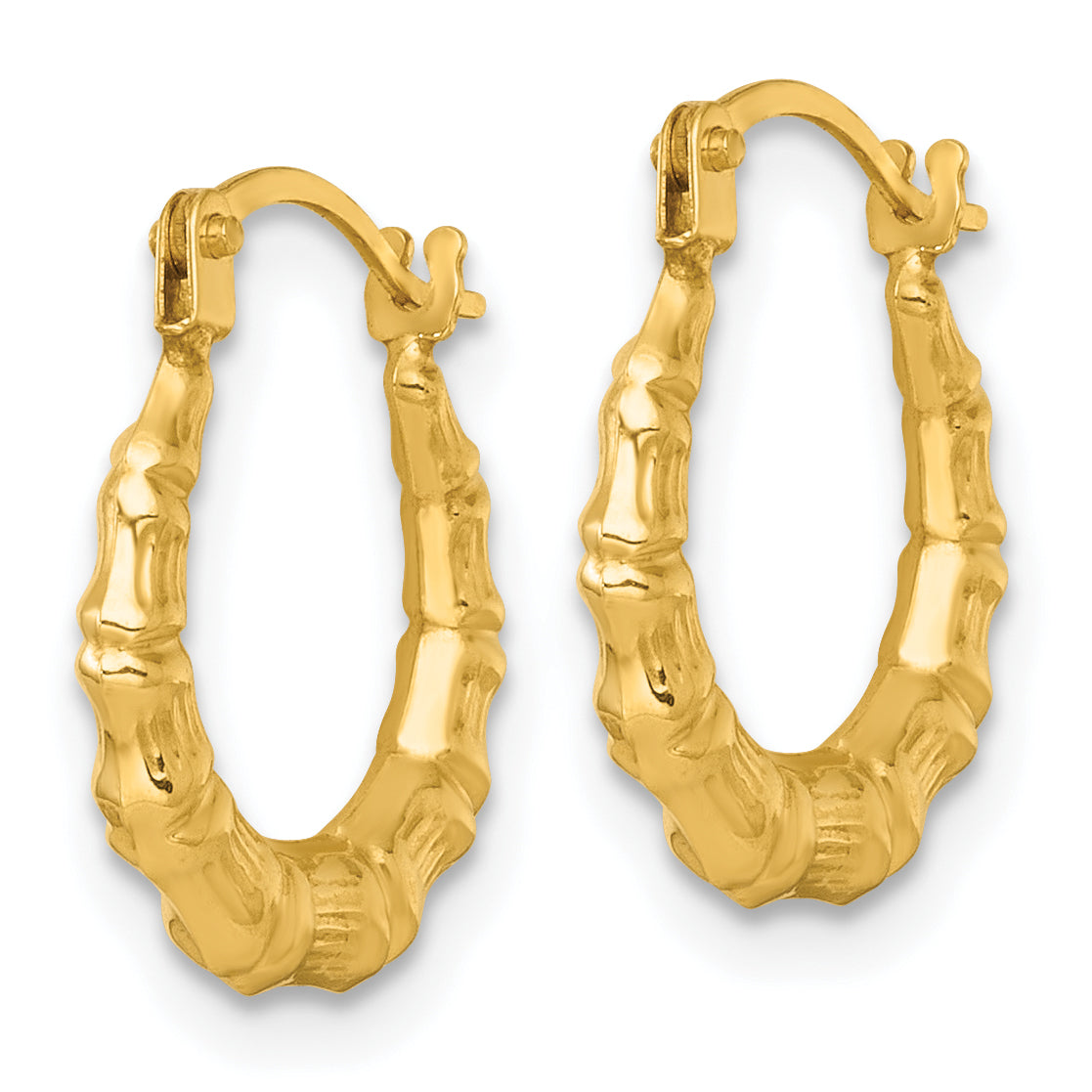 Gold Bamboo Hoop Earrings - 14k Yellow Gold / 2.5 mm / 12.5 mm