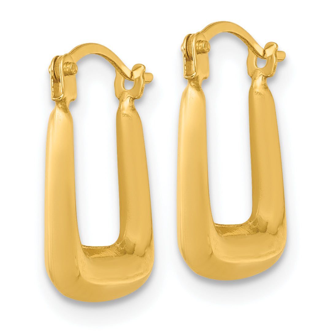 14k Polished 2.25mm Square Hollow Hoop Earrings