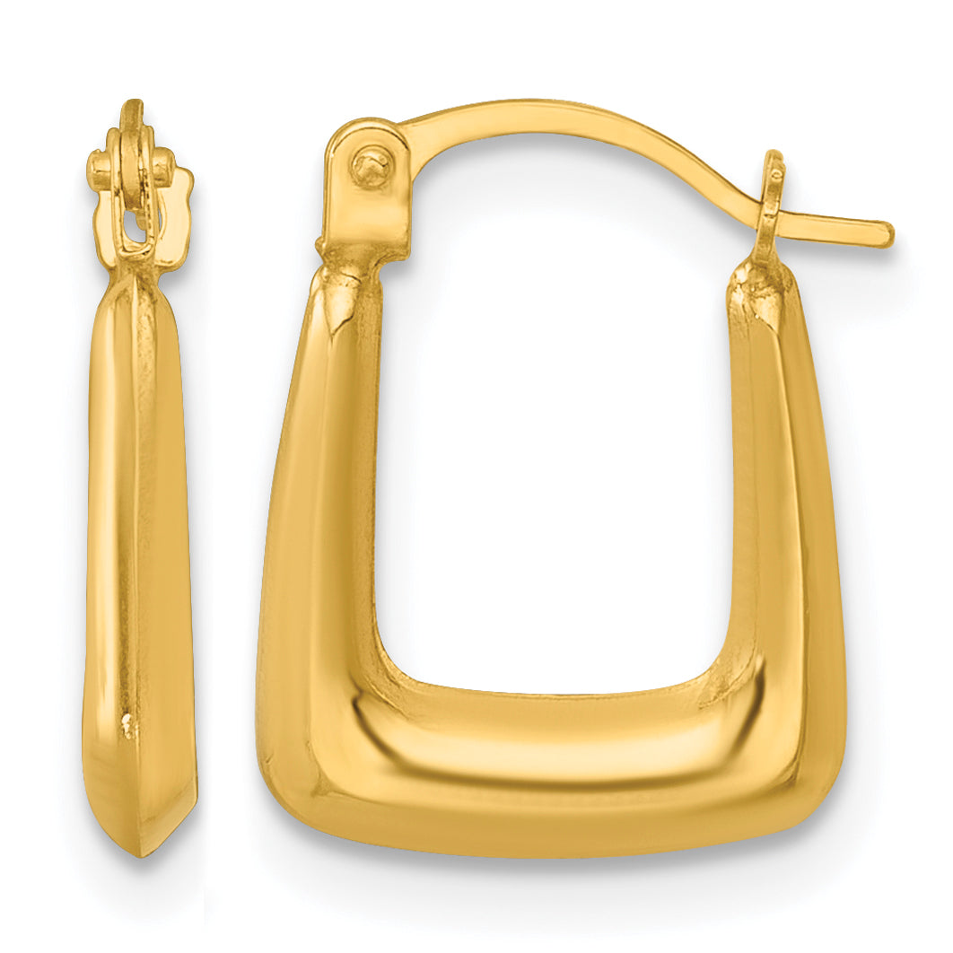14k Polished 2.25mm Square Hollow Hoop Earrings