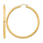Gold Lightweight Classic Hoop Earrings - 14k Yellow Gold / 4 mm / 70 mm