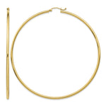 Gold Lightweight Classic Hoop Earrings - 14k Yellow Gold / 2 mm / 75 mm