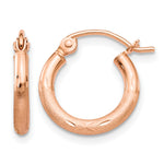 Gold Satin and Diamond-cut Hoop Earrings - 14k Rose Gold / 2 mm / 13 mm