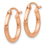 Gold Satin and Diamond-cut Hoop Earrings - 14k Rose Gold / 2 mm / 15 mm
