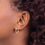 Gold Satin and Diamond-cut Hoop Earrings - 14k Rose Gold / 2 mm / 15 mm