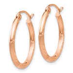 Gold Satin and Diamond-cut Hoop Earrings - 14k Rose Gold / 2 mm / 20 mm