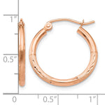 Gold Satin and Diamond-cut Hoop Earrings - 14k Rose Gold / 2 mm / 20 mm