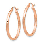 Gold Satin and Diamond-cut Hoop Earrings - 14k Rose Gold / 2 mm / 25 mm