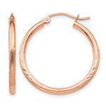 Gold Satin and Diamond-cut Hoop Earrings - 14k Rose Gold / 2 mm / 25 mm