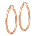 Gold Satin and Diamond-cut Hoop Earrings - 14k Rose Gold / 2 mm / 30 mm