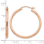 Gold Satin and Diamond-cut Hoop Earrings - 14k Rose Gold / 2 mm / 30 mm