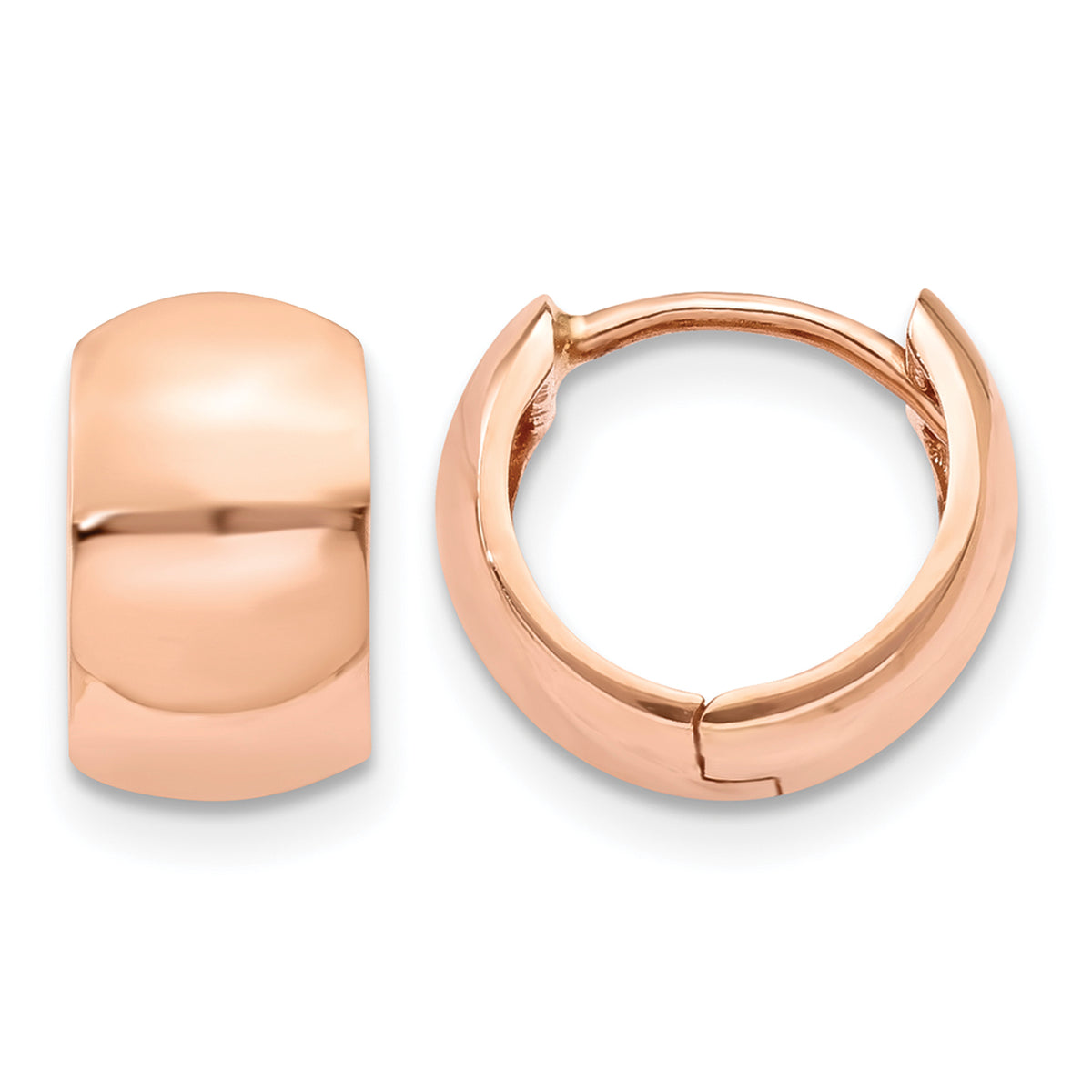 14k Gold Round Hinged Hoop Earrings - 14k Rose Gold