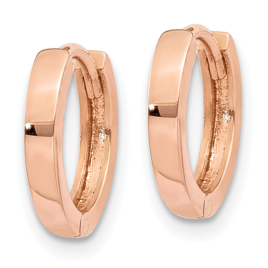 Gold Small Circle Hinged Hoop Earrings - 14k Rose Gold / 2 mm