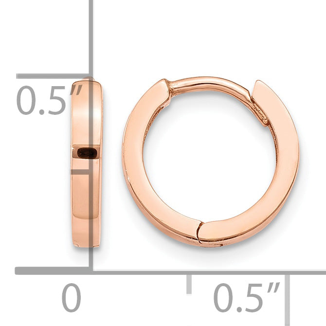 Gold Small Circle Hinged Hoop Earrings - 14k Rose Gold / 2 mm