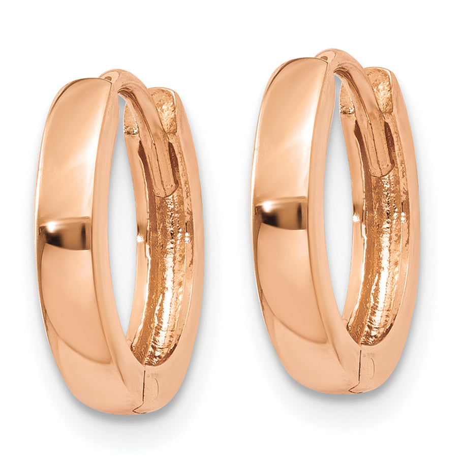Gold Small Circle Hinged Hoop Earrings - 14k Rose Gold / 2.25 mm