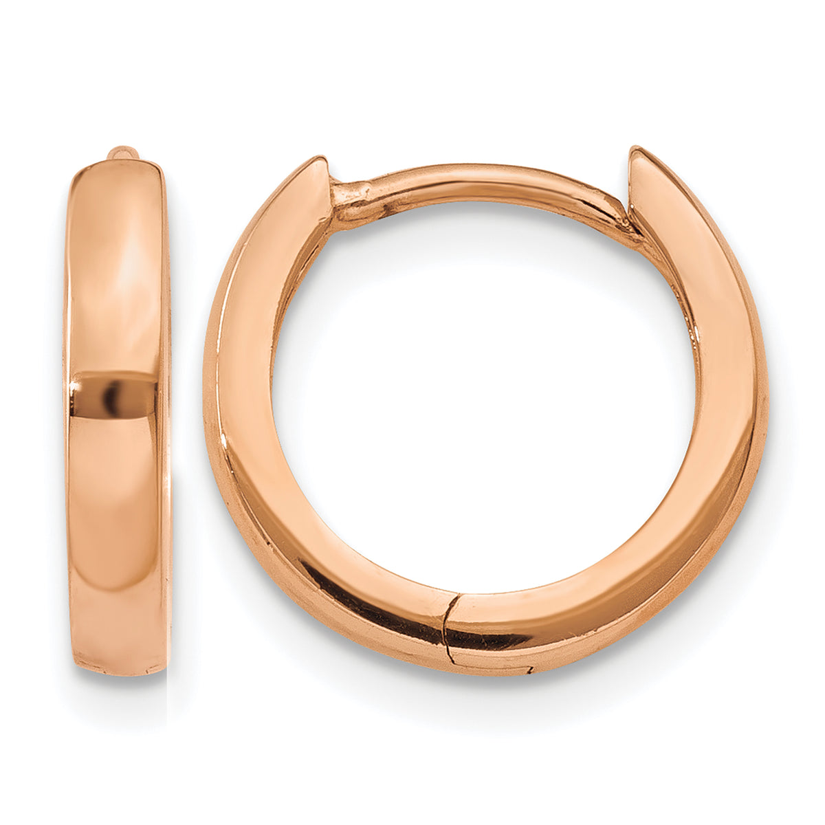 Gold Small Circle Hinged Hoop Earrings - 14k Rose Gold / 2.25 mm