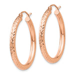 Gold Diamond-cut Classic Hoop Earrings - 14k Rose Gold / 2 mm / 30 mm, Round