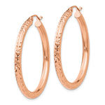 Gold Diamond-cut Classic Hoop Earrings - 14k Rose Gold / 2 mm / 35 mm