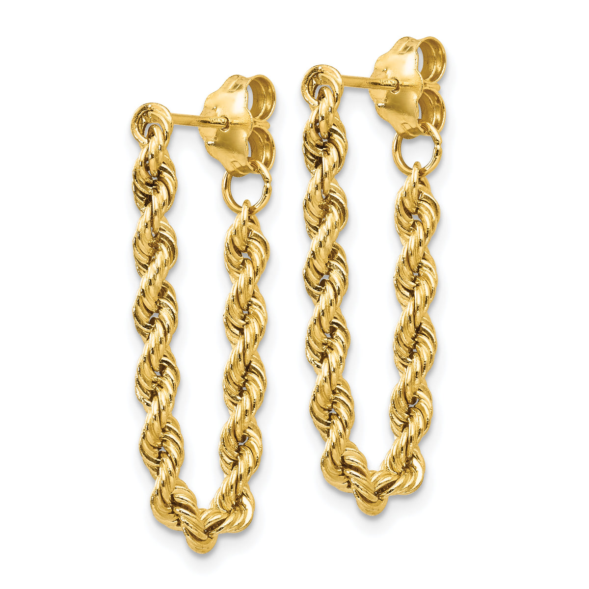 Gold Rope Dangle Post Earrings - 14k Yellow Gold