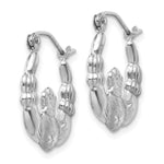 Gold Claddagh Hoop Earrings - 14k White Gold / 2.5 mm / 16.5 x 19 mm
