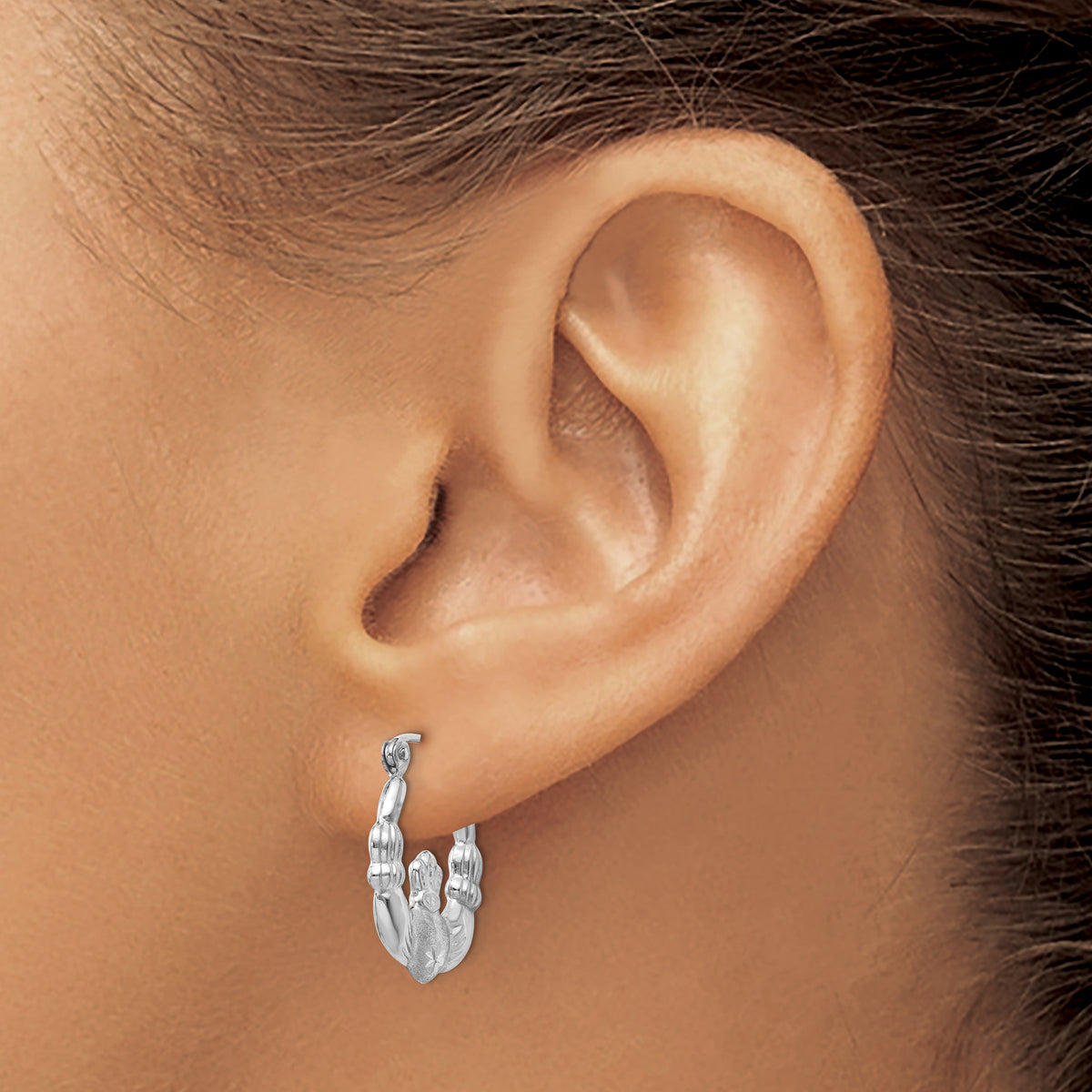 Gold Claddagh Hoop Earrings - 14k White Gold / 2.5 mm / 16.5 x 19 mm