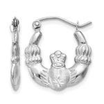 Gold Claddagh Hoop Earrings - 14k White Gold / 2.5 mm / 16.5 x 19 mm