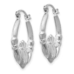 Gold Claddagh Hoop Earrings - 14k White Gold / 3.25 mm / 18 x 22.5 mm