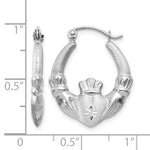 Gold Claddagh Hoop Earrings - 14k White Gold / 3.25 mm / 18 x 22.5 mm