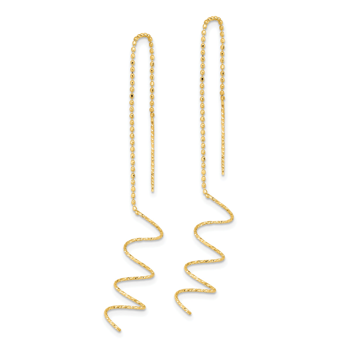 Gold Diamond-cut Twisted Theader Earrings - 14k Yellow Gold