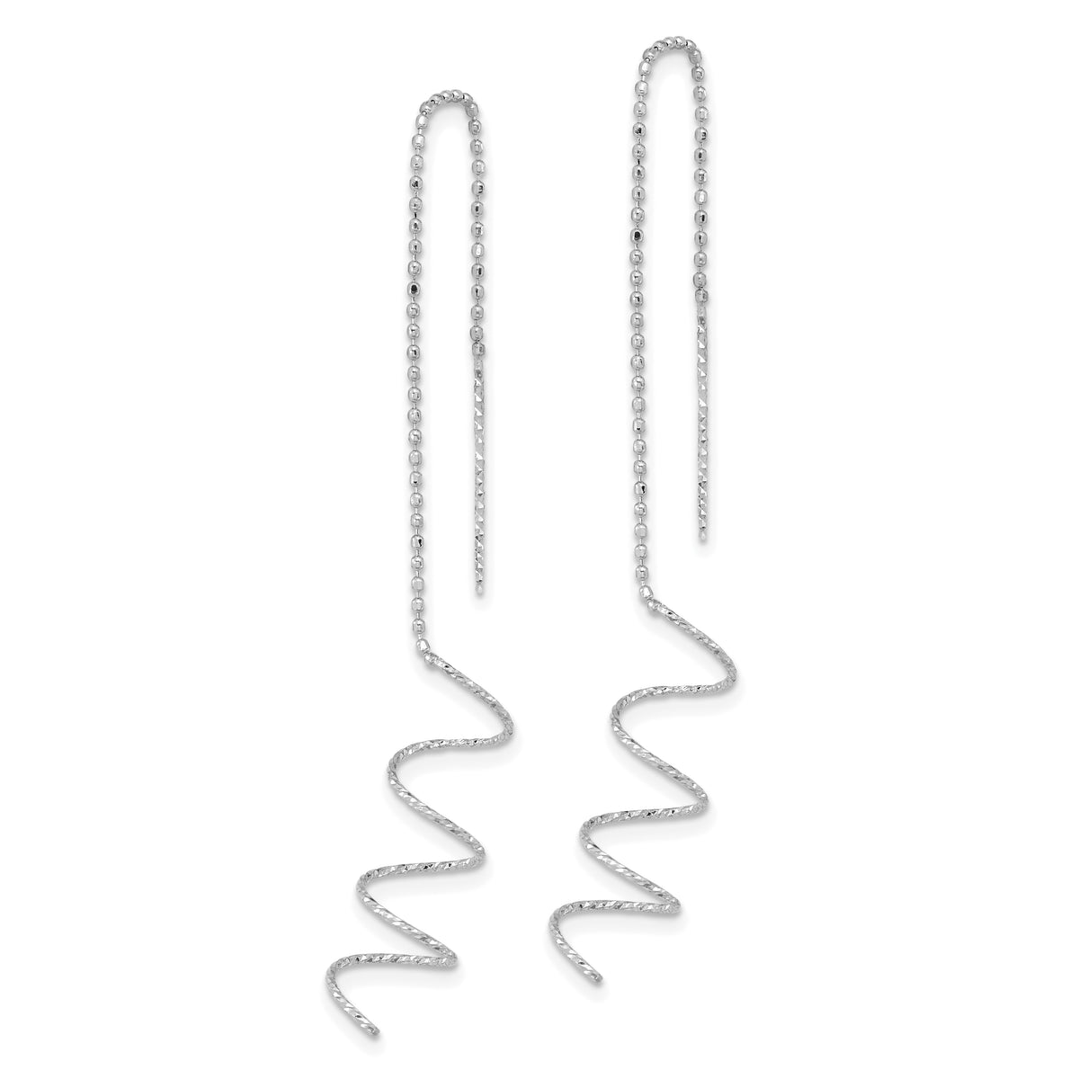 Gold Diamond-cut Twisted Theader Earrings - 14k White Gold