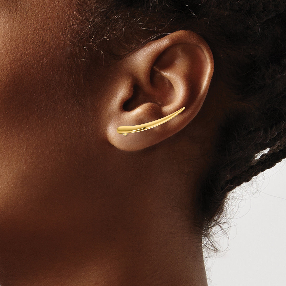 Gold Curved Ear Climbers - 14k Yellow Gold