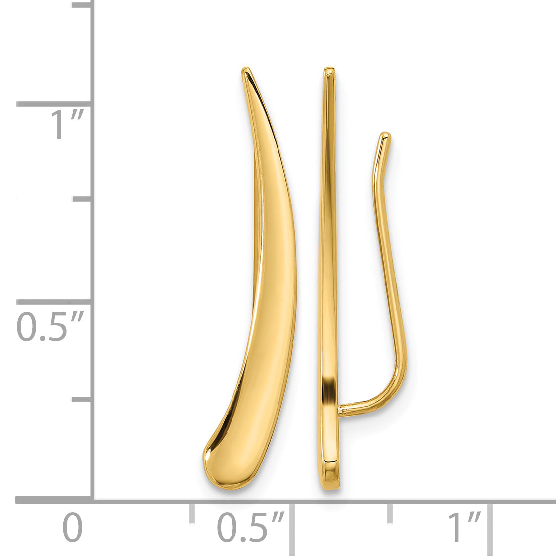 Gold Curved Ear Climbers - 14k Yellow Gold