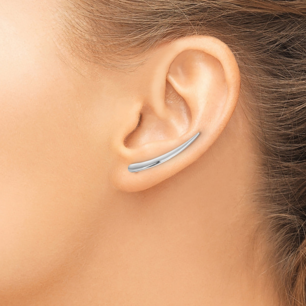 Gold Curved Ear Climbers - 14k White Gold