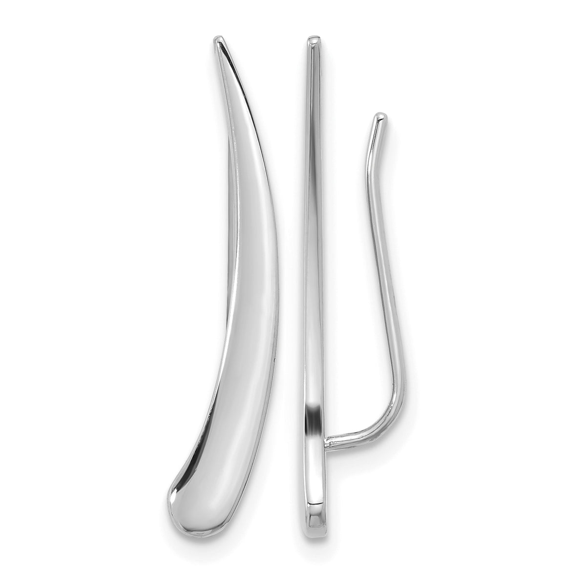 Gold Curved Ear Climbers - 14k White Gold#14k White Gold