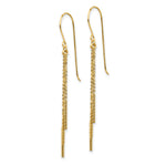 14k Polished Diamond-cut Chain and Bar Dangle French Hook Earrings