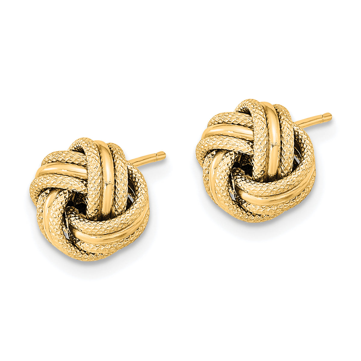 Gold Textured Love Knot Post Earrings - 14k Yellow Gold