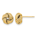 Gold Textured Love Knot Post Earrings - 14k Yellow Gold