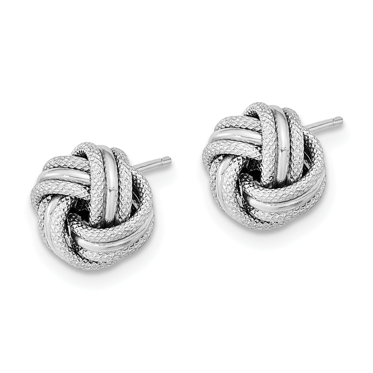 Gold Textured Love Knot Post Earrings - 14k White Gold