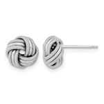 Gold Textured Love Knot Post Earrings - 14k White Gold