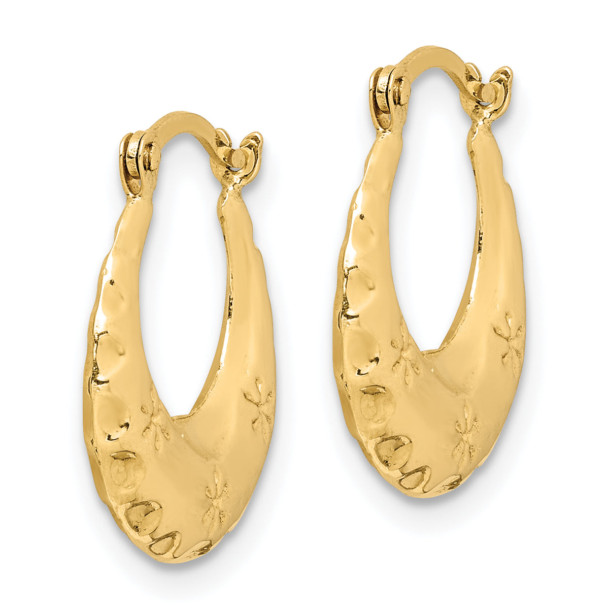 Gold Floral Hoop Earrings - 14k Yellow Gold