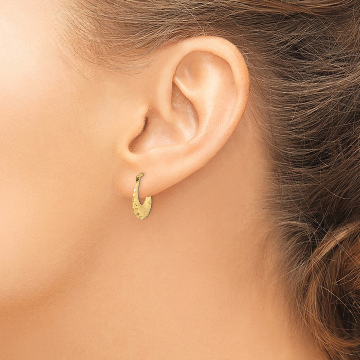 Gold Floral Hoop Earrings - 14k Yellow Gold