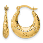 Gold Floral Hoop Earrings - 14k Yellow Gold