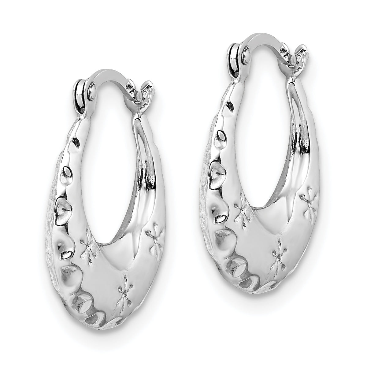 Gold Floral Hoop Earrings - 14k White Gold