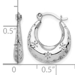 Gold Floral Hoop Earrings - 14k White Gold