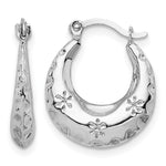 Gold Floral Hoop Earrings - 14k White Gold